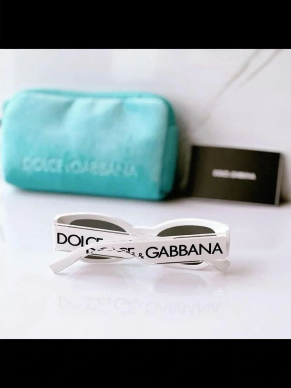 Dolce & Gabbana White Cat-Eye Sunglasses with Black Lenses